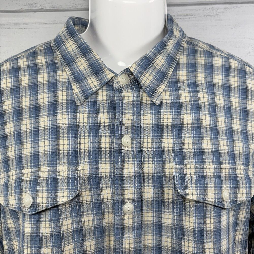 Double RL RRL Ralph Lauren Men's 2XL XXL Plaid Flannel Workshirt Button Up Blue